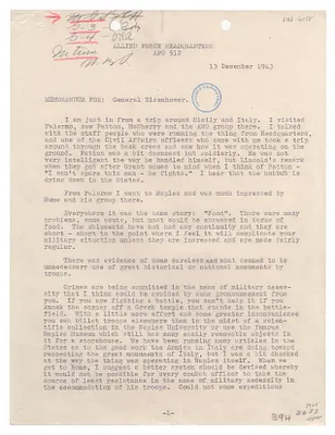 Memorandum from John J. McCloy to General Eisenhower