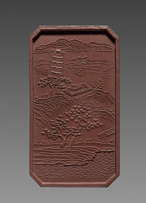 Ink Stick from an Imperially Commissioned Set of Ink Stick with Images and Poems of Famous West Lake Sites