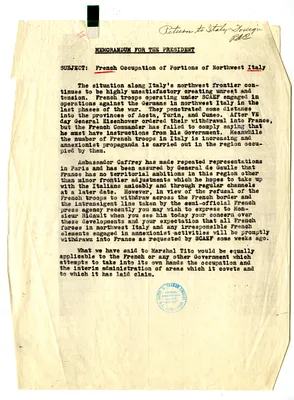 Memorandum for President Harry S. Truman