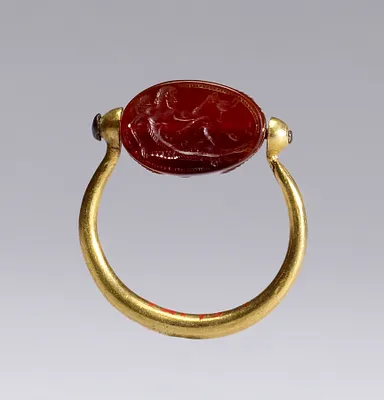 Scarab with Reclining Herakles Set in a Swivel Ring