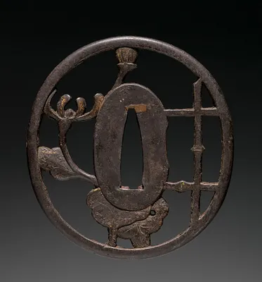 Sword Guard (Tsuba) with Fence and Flower