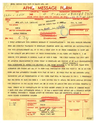 Message from AFHQ [Allied Forces Headquarters] to USFOR [U.S. Forces in London]