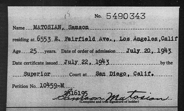 Matosian, Samson - 1943