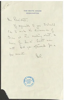 Agenda for the One Hundred and Fourth Meeting of the National Security  Council with Attached Note from Secretary of State Dean Acheson to President Harry S. Truman