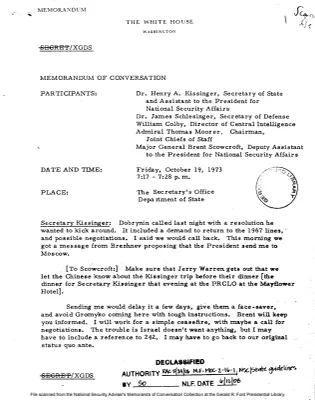 October 19, 1973 - Kissinger, Schlesinger, Colby, Moorer