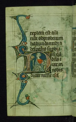 Leaf from Book of Hours: Terce from Hours of the Virgin, Initial N with the Evangelist Mark