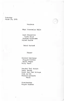 White House Luncheon and Dinner Menu