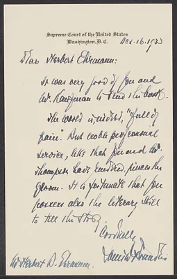 Herbert Brutus Ehrmann Papers, 1906-1970. Sacco-Vanzetti. Fan mail, 1933-1936. Box 3, Folder 2, Harvard Law School Library, Historical & Special Collections