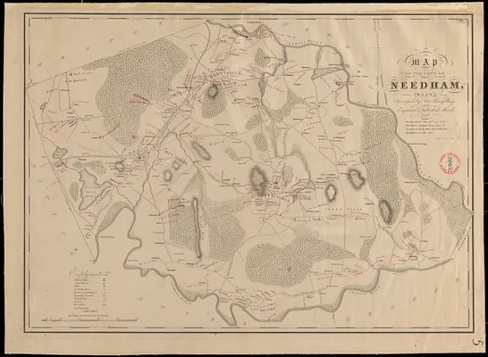 Plan of Needham made by Asa Kingsbury, dated 1831