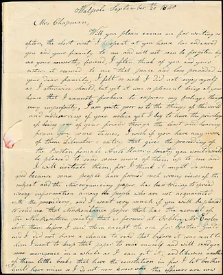 Letter from Mary Frisell Manter, Walpole, [Massachusetts], to Maria Weston Chapman, 1840 September 20