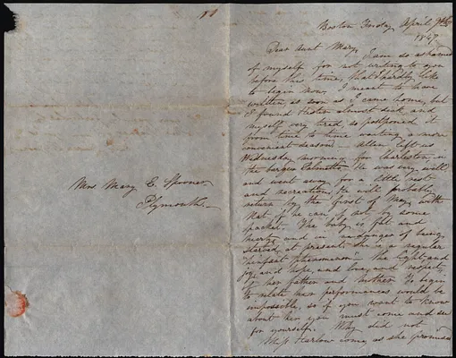 Susan L. Spooner to Mary Spooner April 9 1847