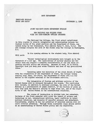 United States Navy Press Release