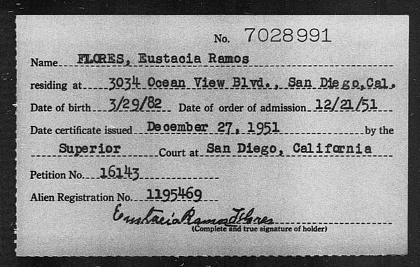 Flores, Eustacia Ramos - 1951