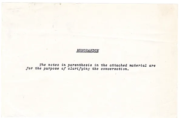 Memorandum re Summary of Telephone Conversation