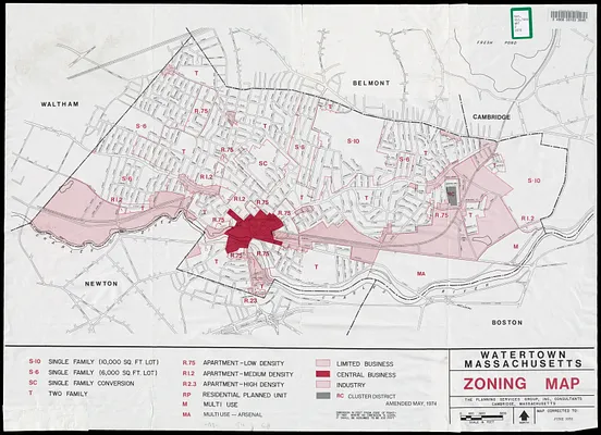 Watertown, Massachusetts zoning map