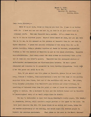 [Gardner Jackson] typed letter (copy) to Freda Kirchwey (The Nation), Boston, Mass., March 3, 1930