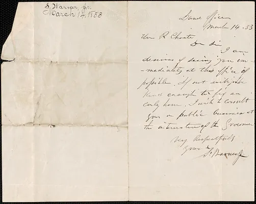Samuel Warner to R. Choate, 14 March 1853