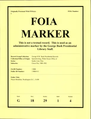 Prayer Breakfast, Washington, DC 5/4/89 [OA 8130]