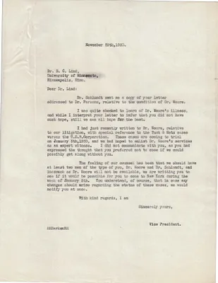 Letters Sent to S.C. Lind, November 29, 1930