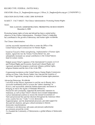 [12/6/2000 - 12/07/2000] [E.O. 13107 or Human Rights Treaties]