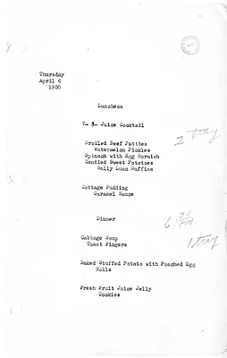 White House Luncheon and Dinner Menu