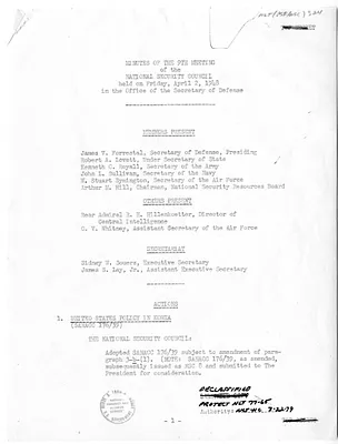 Minutes of the Ninth Meeting of the National Security Council