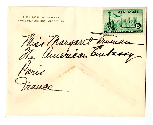 Envelope from Bess W. Truman to Margaret Truman