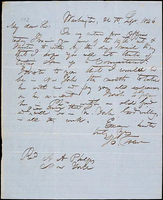 Letter from Hopeful Toler, Washington, [D.C.], to Amos Augustus Phelps, 1846 Sept[ember] 21st