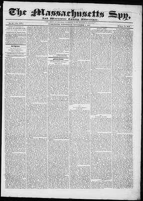 The Massachusetts Spy, and Worcester County Advertiser