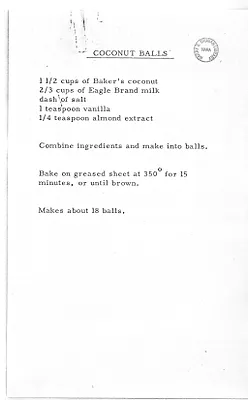 Recipe for Coconut Balls