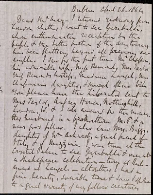 Letter from Richard Davis Webb, Dublin, to Samuel May, April 26, 1864