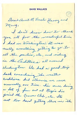 Letter from David Wallace to Bess W. Truman and Family