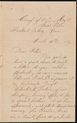 Letter from William Jubb, Lookout Valley, Tenn., to Thomas Jubb, West Chelmsford, Mass., March 16, 1864