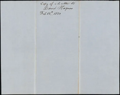 Copy of a letter from Samuel Warner to David Haynes, 13 February 1852
