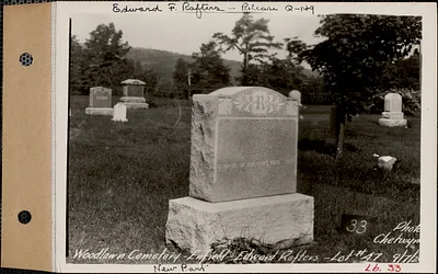 Edward Rafters, Woodlawn Cemetery, new section, lot 47, Enfield, Mass., Sept. 7, 1928