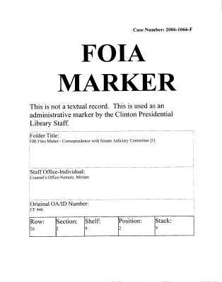 FBI Files Matter – Correspondence with Senate Judiciary Committee [1]