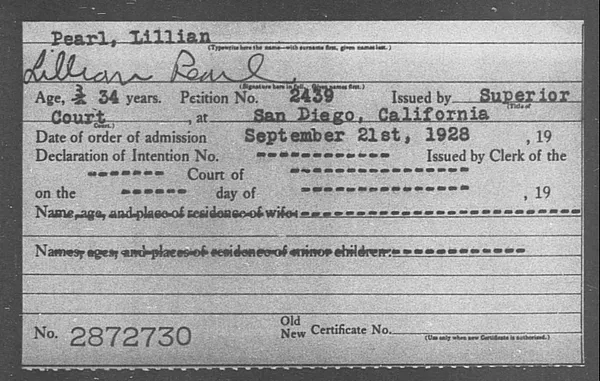 Pearl, Lillian - 1928