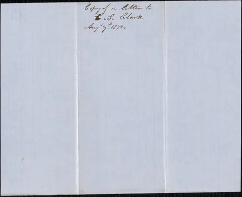 Copy of a letter from Samuel Warner to C. S. Clark, 7 August 1852