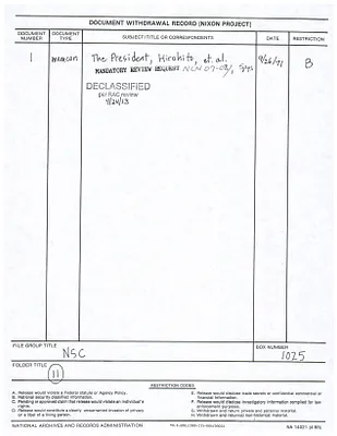 MemCon - The President and Emperor Hirohito September 26, 1971