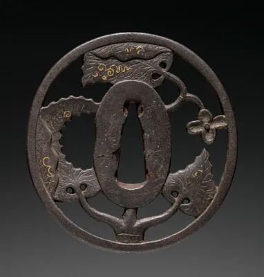 Sword Guard (Tsuba) with Flowering Vine