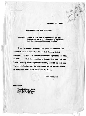 Memorandum from Dean Acheson to President Harry S. Truman