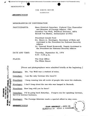 September 26, 1974 - Ford, Kissinger, FRG Foreign Minister Hans-Dietrich Genscher