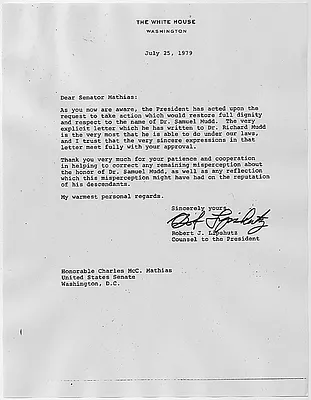 Lipshutz to Sen. Charles Mathias