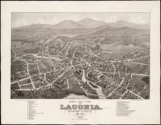 Bird's eye view of Laconia, Belknap County, N.H