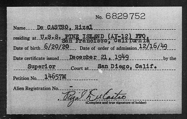 De Castro, Rizal - 1949