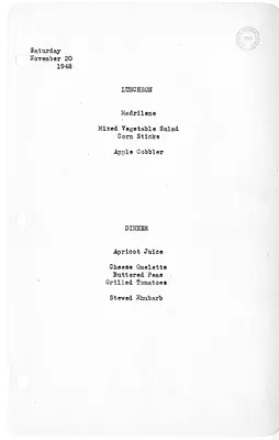 White House Luncheon and Dinner Menu