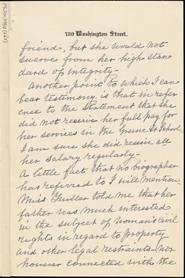 Frances M. White autograph letter signed (incomplete) to Thomas Wentworth Higginson. Boston, Mass., 188-?