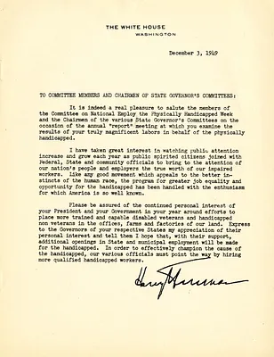 Letter to Committee Members and Chairman of State Governor's Committees from Harry S. Truman