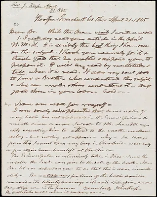 Letter from John Keep, Hartford, to Amos Augustus Phelps, April 21. 1845