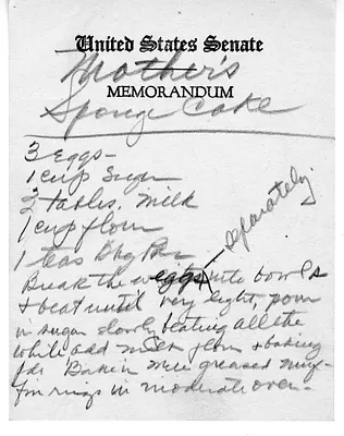 Recipe for Sponge Cake from Madge Gates Wallace
